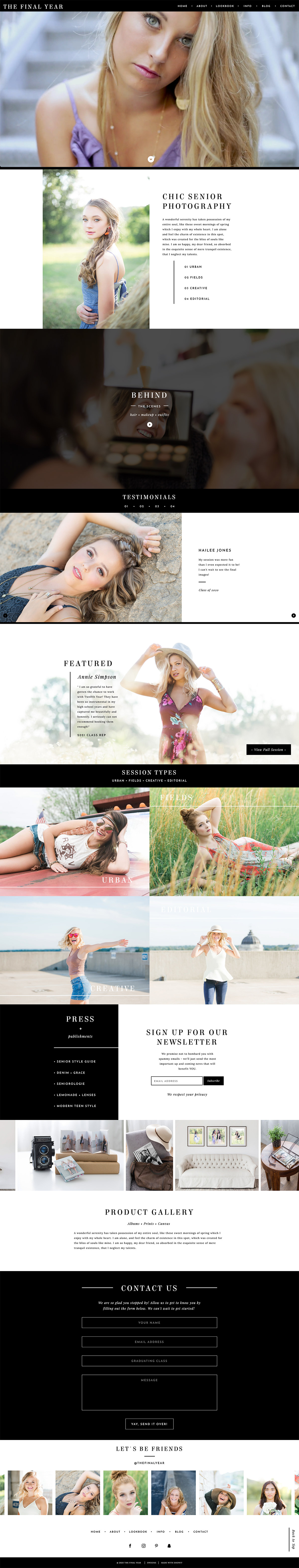 Premium Showit Template - The Final Year