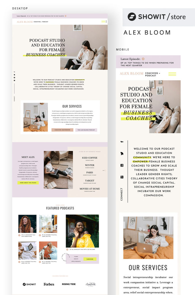 Website Inspiration from Showit Template Alex Bloom