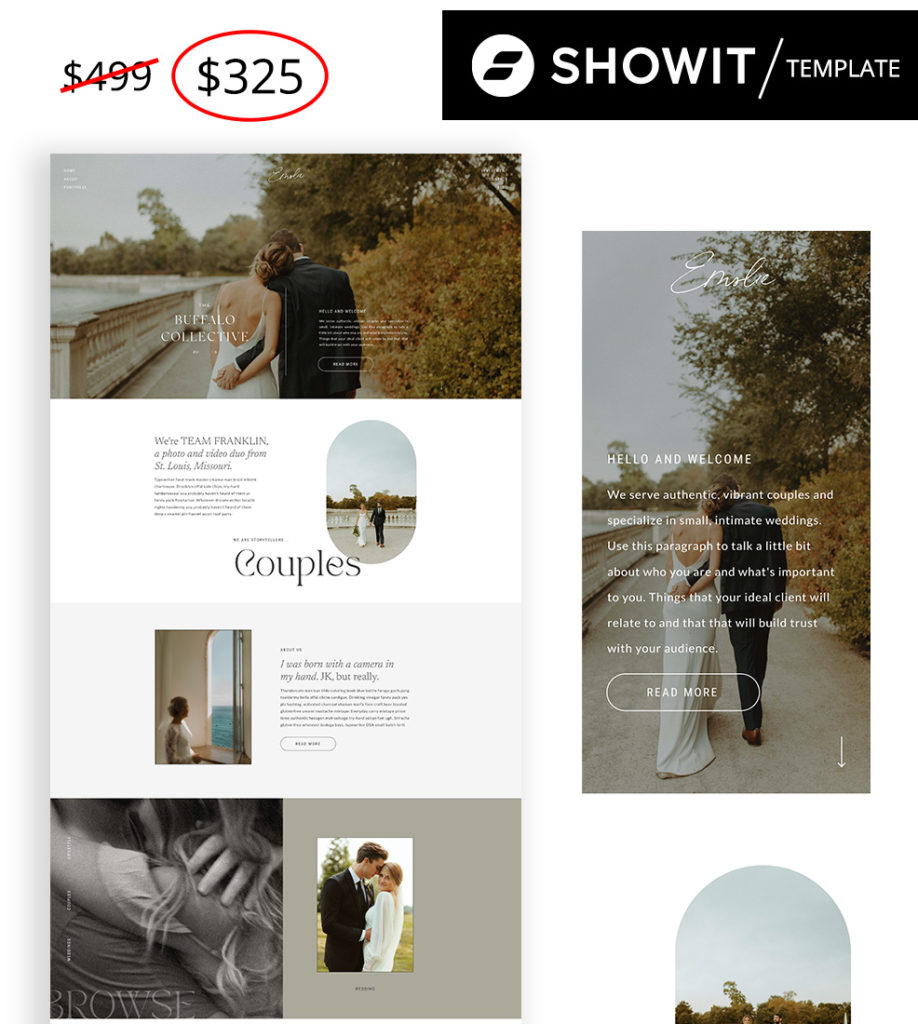 Emslie Showit website template for photographers by Buffalo Collective