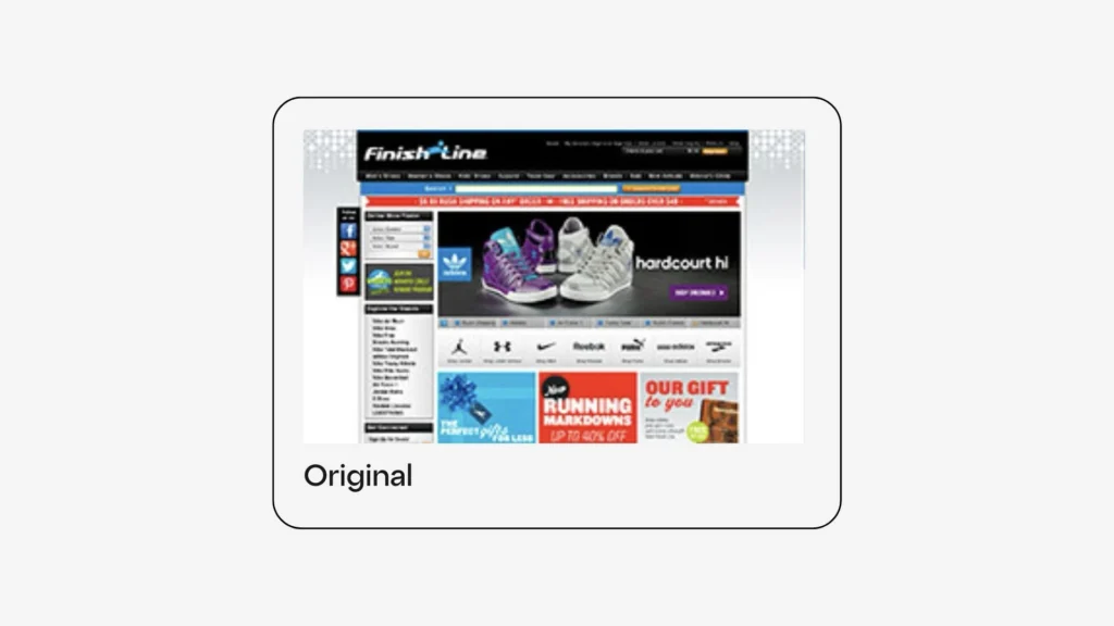 Finish line's old website