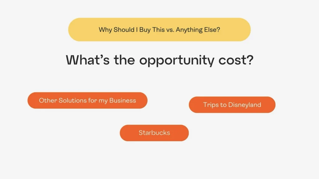 Opportunity cost and conversion rate optimization strategies answers questions like Other Solutions for My Business? Trips to Disneyland? Starbucks?