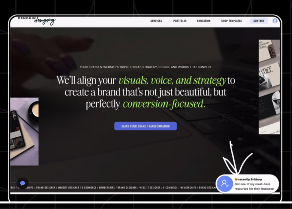 image showing social proof on a website in the homepage layout formula blog.